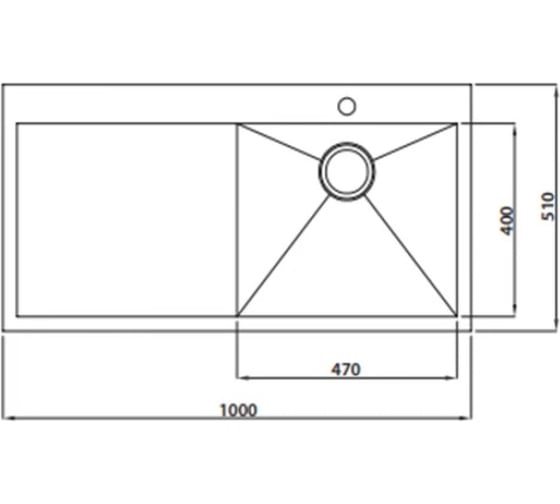 Кухонная мойка KAISER 1000x510x220, 1.2 мм, правая KTM-1051