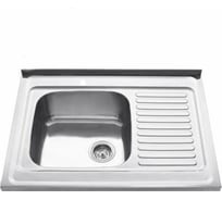 Кухонная мойка KAISER накладная, 800x600, 0.8 мм, хром, левая KSS-8060L