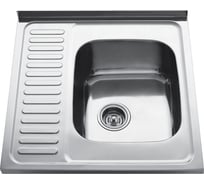 Кухонная мойка KAISER накладная, 600x600, 0.8 мм, хром, правая KSS-6060R