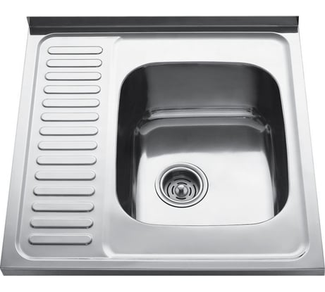 Кухонная мойка KAISER накладная, 600x600, 0.8 мм, хром, правая KSS-6060R