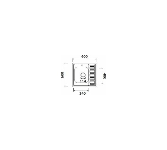 Кухонная мойка KAISER накладная, 600x600, 0.8 мм, хром, правая KSS-6060R