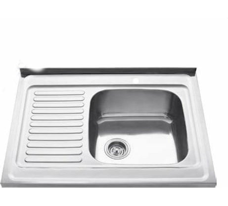 Кухонная мойка KAISER накладная, 800x600, 0.8 мм, хром, правая KSS-8060R