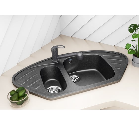 Кухонная мойка ULGRAN U-105 черный U-105-308