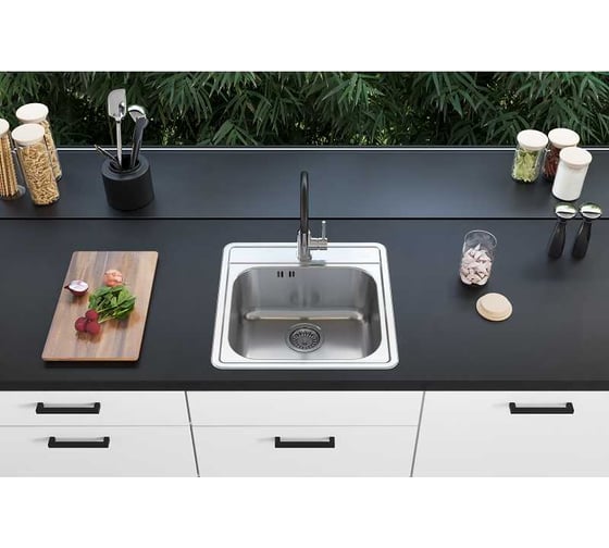 Мойка ALVEUS MORE 20 NAT-90 490 X 500 в комплекте с сифоном 1151258