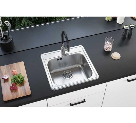 Мойка ALVEUS MORE 20 NAT-90 490 X 500 в комплекте с сифоном 1151258