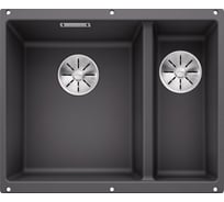 Мойка Blanco SUBLINE 340 160 U SILGRANIT темная скала, чаша слева, с отводной арматурой InFino 523549
