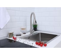 Мойка из нержавеющей стали Alcora Oslo 58х48 см., цвет satin. В комплекте сифон, диспенсер и смеситель Browne, цвет satin 2015103S+SF-SF-231