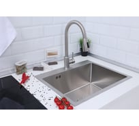 Мойка из нержавеющей стали Alcora Vienna 50х45 см., цвет satin. В комплекте сифон, диспенсер и смеситель Browne 3045028S+SF-SF-231