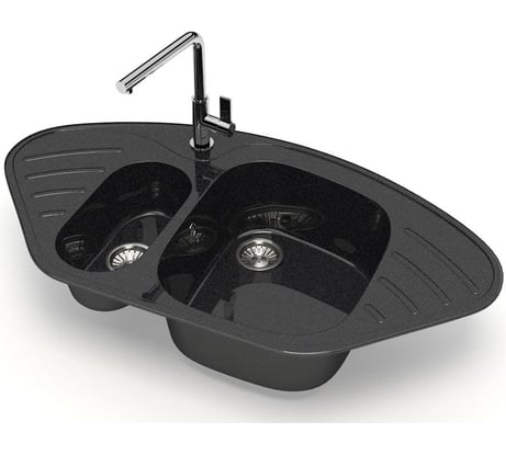 Кухонная мойка GLANZ глянцевая цвет: чёрный JL-023-32