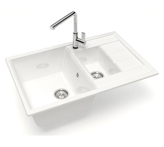 Кухонная мойка GLANZ глянцевая цвет: белый JL-210-31