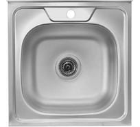 Накладная мойка Владикс нержавеющая сталь AISI 430, 500x500 мм, 0.6 мм, без сифона, 1 1/2" L-406 023-5452