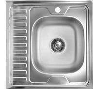 Накладная мойка Владикс нержавеющая сталь AISI 430, 600x600 мм, 0.4 мм, правая, без сифона, 1 1/2" V-403 023-3333