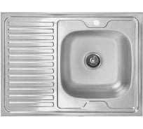 Накладная мойка Владикс нержавеющая сталь AISI 430, 800x600 мм, 0.6 мм, правая, без сифона, 1 1/2" L-401 023-5455