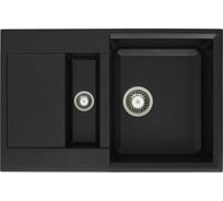 Мойка Alcora Модена Грация 775х495х215х105 мм, обсидиан с сифоном 0000000570