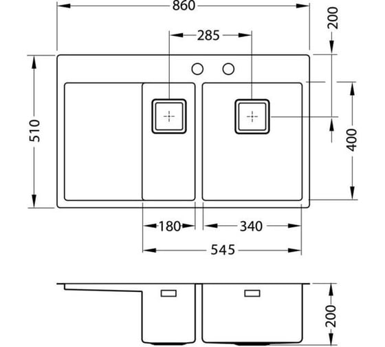 Мойка ALVEUS STYLUX 60 SAT-90 860x510 1+1/2 левая в компл.с сифоном 1084295