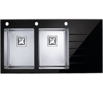 Мойка ALVEUS CRYSTALIX 30 черный, 1160x540 мм, 2X левая, в компл.с сиф.1090864, кол.1084328, доз.1069687 1099645