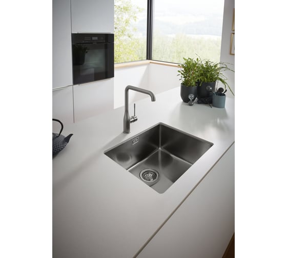 Мойка из нержавеющей стали GROHE 1 чаша, монтаж под столешницу, матовый темный графит K700U 60-S 54,4/44,4 1.0 31574AL0