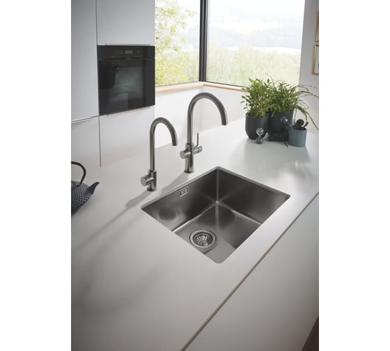 Мойка из нержавеющей стали GROHE 1 чаша, монтаж под столешницу, матовый темный графит K700U 60-S 54,4/44,4 1.0 31574AL0
