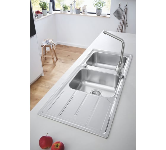 Мойка из нержавеющей стали GROHE с корзинчатым вентилем, оборачиваемая K500 80 -S 116/50 2.0 31588SD0