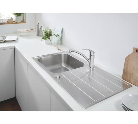 Мойка из нержавеющей стали GROHE K200 45-S 86/50, 1 чаша, с корзинчатым вентилем 31563SD1