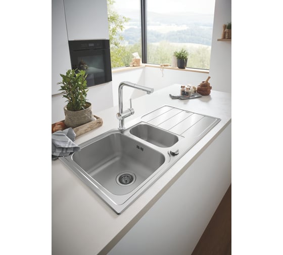 Мойка из нержавеющей стали GROHE с корзинчатым вентилем, оборачиваемая, 1.5 чаши K500 60 -S 97/50 1.5 31572SD1