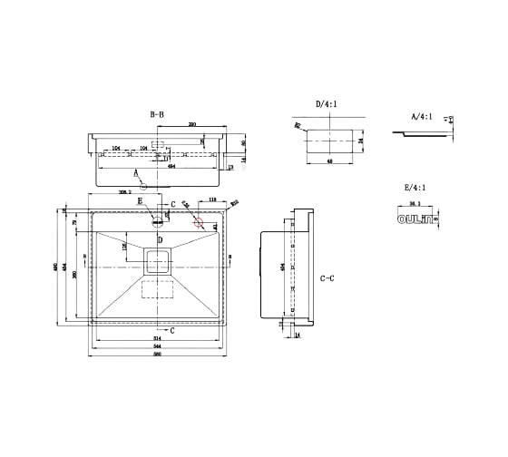 Врезная мойка Oulin OL-G6101