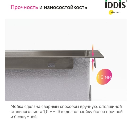 Мойка IDDIS Haze нерж. сталь, графит, 590х510, HAZ59GMi77