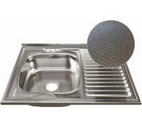 Мойка MIXLINE ДЕКОР 80х60 см, (толщина стали 0,6мм) левый выпуск 3 1/2, глубина 16см, с сифоном 555234