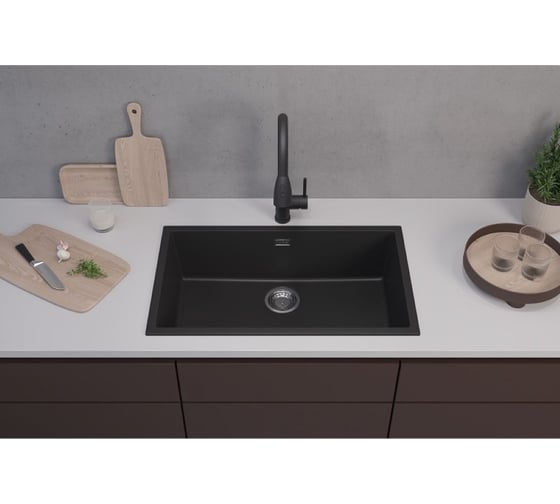 Мойка ALVEUS GRANITAL OMNI 40 DEEP BLACK-G90 750x450x198 с сифоном 1150063