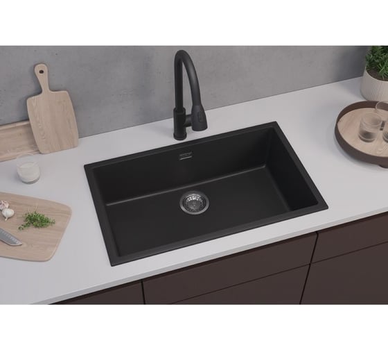 Мойка ALVEUS GRANITAL OMNI 40 DEEP BLACK-G90 750x450x198 с сифоном 1150063