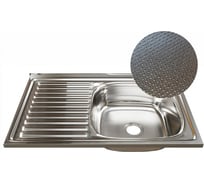 Мойка MIXLINE Декор 80х50 см, (толщина стали 0,6мм) левый выпуск 3 1/2, глубина 16см, с сифоном 555232