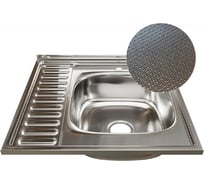 Мойка MIXLINE Декор 60х60 см,  (толщина стали 0,6мм) правый выпуск 3 1/2, 16см с сифоном ДЕКОР 555231