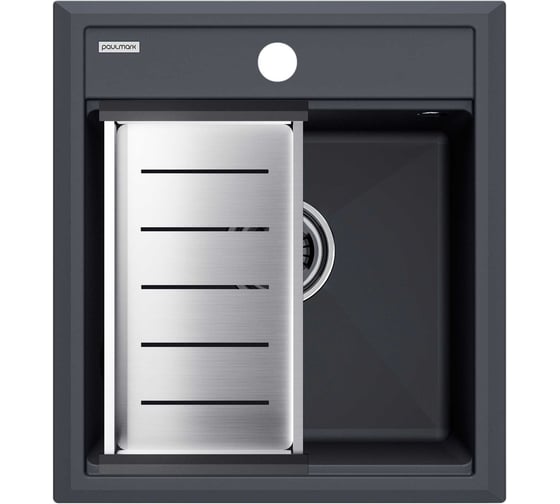 Мойка Paulmark STEPIA 45, IT-GRANIT + коландер ADVANCE брашированная нерж. сталь, PM114651-AN+A375-BS 1