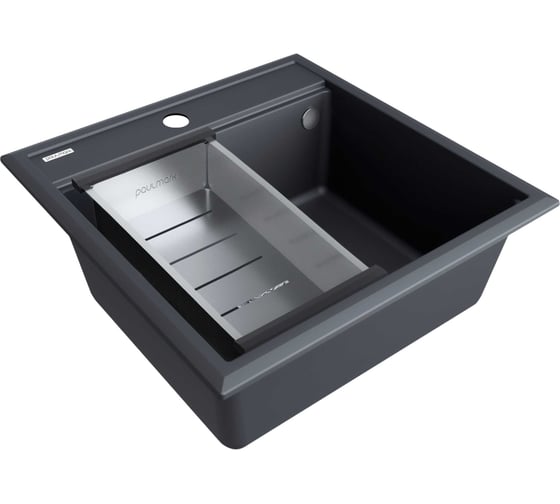 Мойка Paulmark STEPIA 50, IT-GRANIT + коландер ADVANCE брашированная нерж. сталь, PM115051-AN+A375-BS