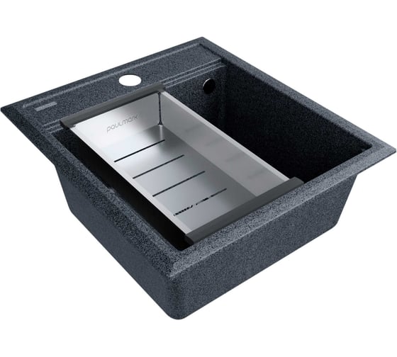 Мойка Paulmark STEPIA 45, IT-GRANIT + коландер ADVANCE брашированная нерж. сталь, PM114651-DG+A375-BS
