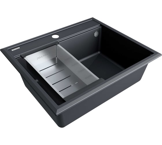 Мойка Paulmark STEPIA 60, IT-GRANIT + коландер ADVANCE брашированная нерж. сталь, PM115951-AN+A375-BS