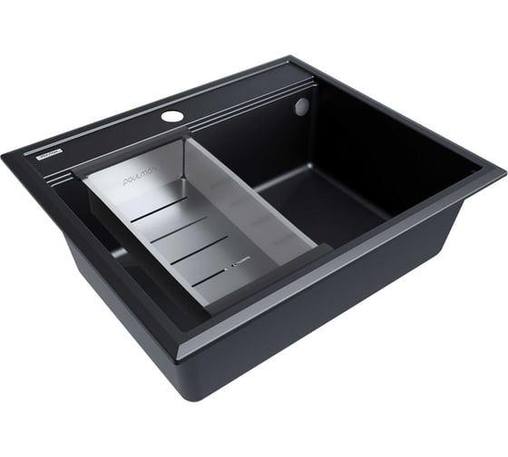 Мойка Paulmark STEPIA 60, IT-GRANIT + коландер ADVANCE брашированная нерж. сталь, PM115951-BLM+A375-BS