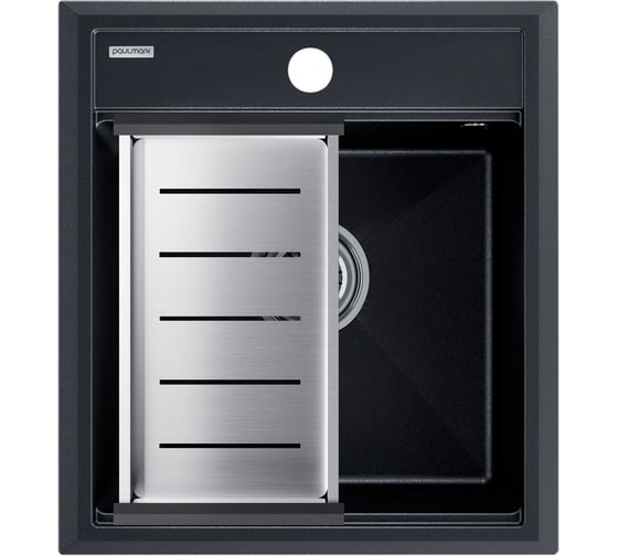 Мойка Paulmark STEPIA 45, IT-GRANIT + коландер ADVANCE брашированная нерж. сталь, PM114651-BLM+A375-BS