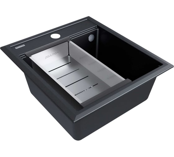 Мойка Paulmark STEPIA 45, IT-GRANIT + коландер ADVANCE брашированная нерж. сталь, PM114651-BLM+A375-BS