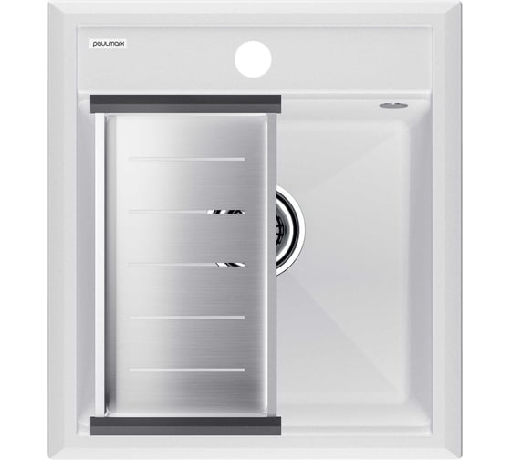 Мойка Paulmark STEPIA 45, IT-GRANIT + коландер ADVANCE брашированная нерж. сталь, PM114651-WH+A375-BS