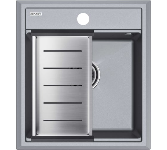 Мойка Paulmark STEPIA 45, IT-GRANIT + коландер ADVANCE брашированная нерж. сталь, PM114651-GRM+A375-BS 1