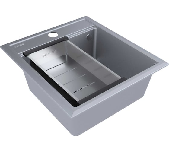 Мойка Paulmark STEPIA 45, IT-GRANIT + коландер ADVANCE брашированная нерж. сталь, PM114651-GRM+A375-BS