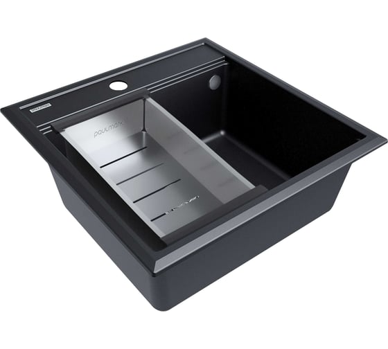Мойка Paulmark STEPIA 50, IT-GRANIT + коландер ADVANCE брашированная нерж. сталь, PM115051-BLM+A375-BS