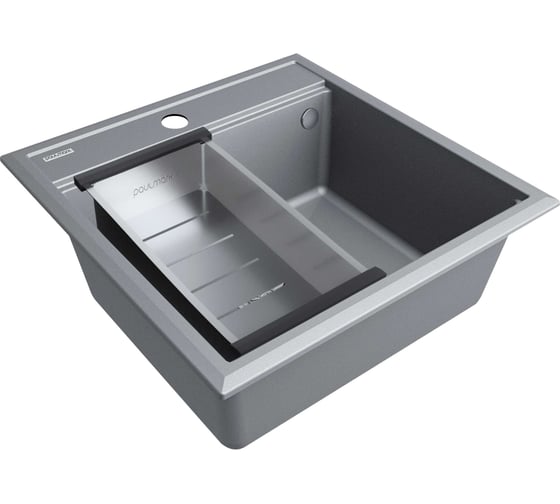 Мойка Paulmark STEPIA 50, IT-GRANIT + коландер ADVANCE брашированная нерж. сталь, PM115051-GRM+A375-BS