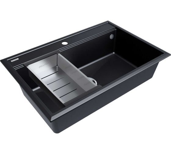 Мойка Paulmark STEPIA 80, IT-GRANIT + коландер ADVANCE брашированная нерж. сталь, PM117551-BLM+A375-BS