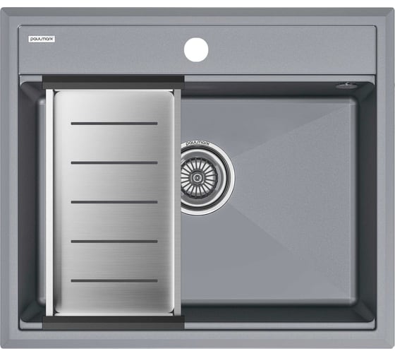 Мойка Paulmark STEPIA 60, IT-GRANIT + коландер ADVANCE брашированная нерж. сталь, PM115951-GRM+A375-BS