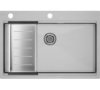 Мойка Paulmark нерж. сталь KRONER-PRO 75 + коландер ADVANCE в цвет мойки, PM707551-BS+A405-BS
