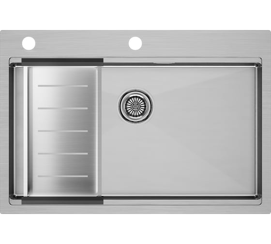 Мойка Paulmark нерж. сталь KRONER-PRO 75 + коландер ADVANCE в цвет мойки, PM707551-BS+A405-BS