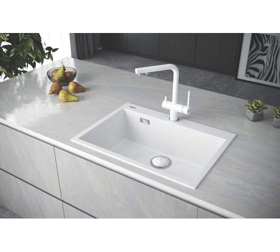 Мойка Paulmark DECORATION 76, ACRYSTONE, WHITE, 760x500 мм, PM937650-WH