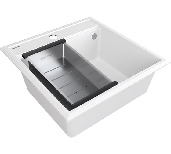 Мойка Paulmark STEPIA 50, IT-GRANIT + коландер ADVANCE брашированная нерж. сталь, PM115051-WH+A375-BS